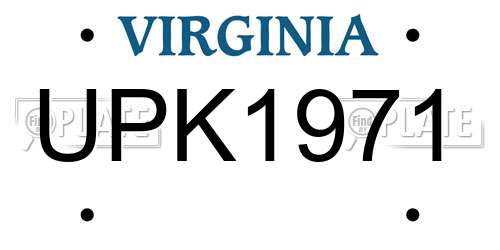 UPK1971 Virginia License Plate