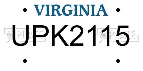UPK2115 Virginia License Plate