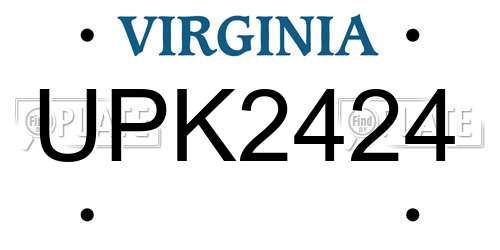UPK2424 Virginia License Plate