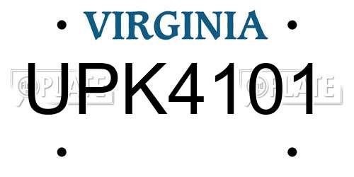 UPK4101 Virginia License Plate