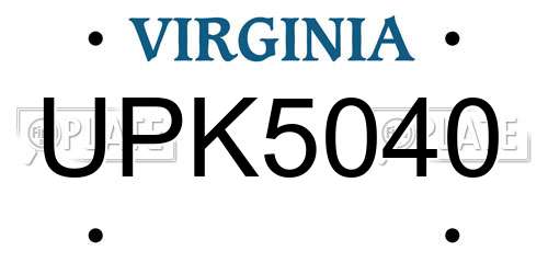 UPK5040 Virginia License Plate