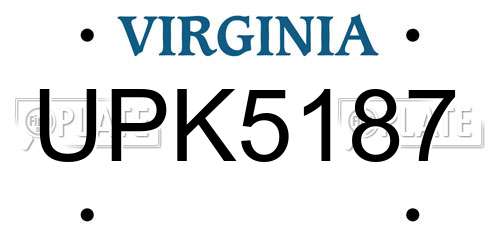 UPK5187 Virginia License Plate