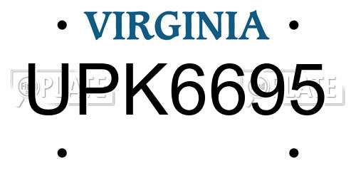 UPK6695 Virginia License Plate