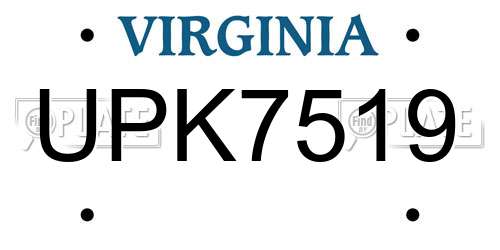 UPK7519 Virginia License Plate