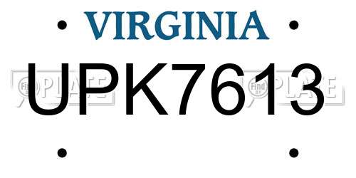 UPK7613 Virginia License Plate
