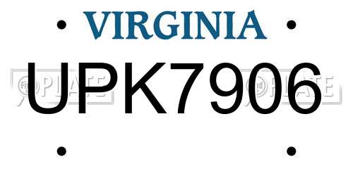 UPK7906 Virginia License Plate