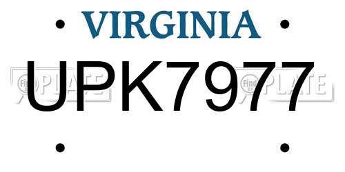 UPK7977 Virginia License Plate