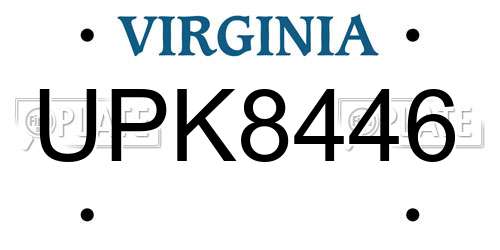 UPK8446 Virginia License Plate