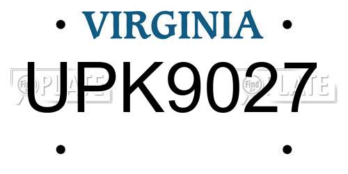 UPK9027 Virginia License Plate