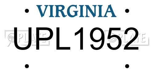 UPL1952 Virginia License Plate
