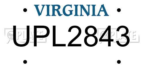 UPL2843 Virginia License Plate