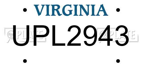 UPL2943 Virginia License Plate