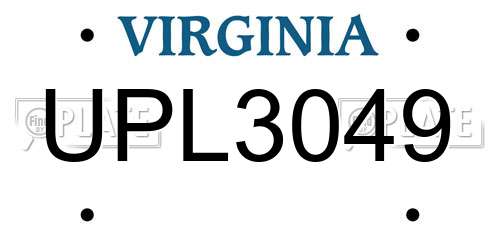 UPL3049 Virginia License Plate
