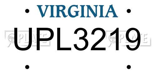 UPL3219 Virginia License Plate