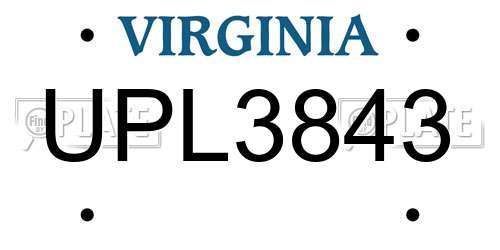 UPL3843 Virginia License Plate