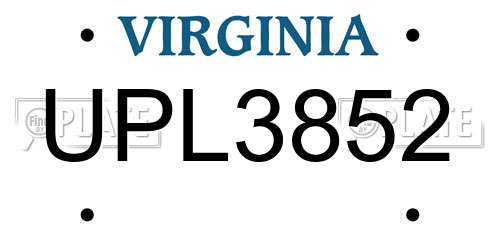 UPL3852 Virginia License Plate