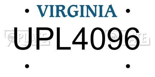 UPL4096 Virginia License Plate