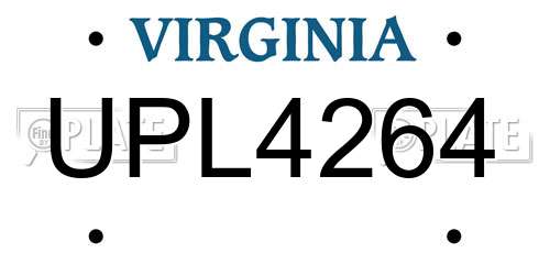 UPL4264 Virginia License Plate