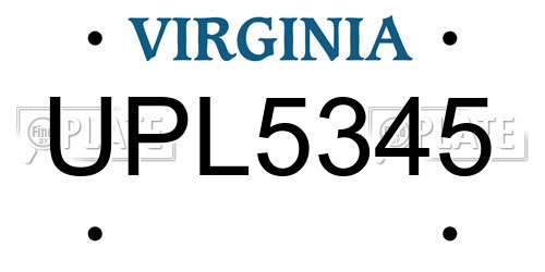 UPL5345 Virginia License Plate