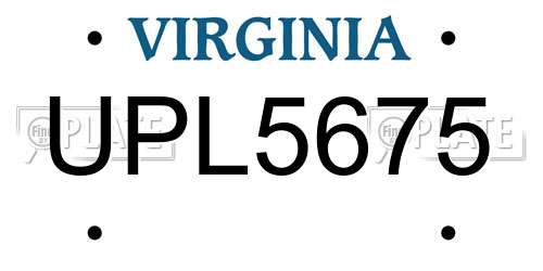 UPL5675 Virginia License Plate
