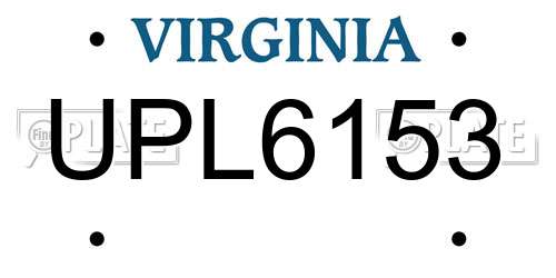 UPL6153 Virginia License Plate