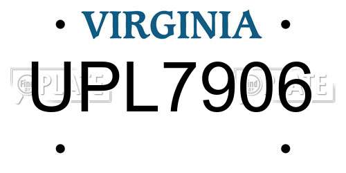 UPL7906 Virginia License Plate