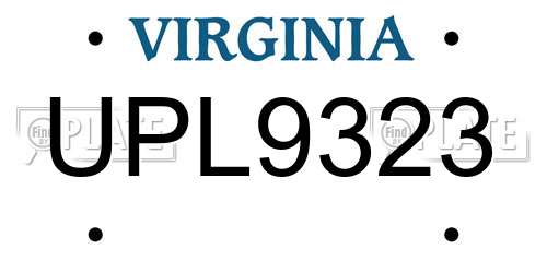 UPL9323 Virginia License Plate