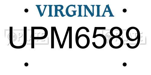 UPM6589 Virginia License Plate