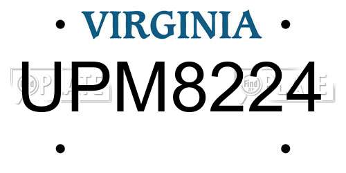 UPM8224 Virginia License Plate