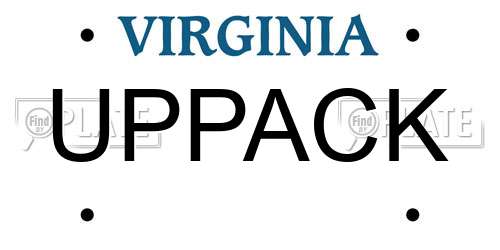 UPPACK Virginia License Plate