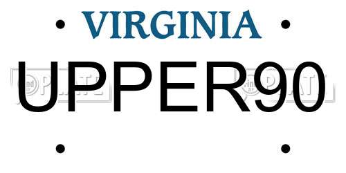 UPPER90 Virginia License Plate