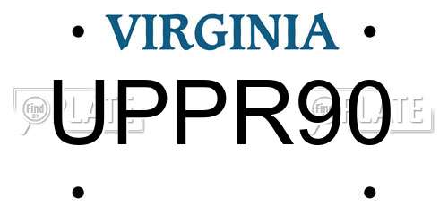 UPPR90 Virginia License Plate