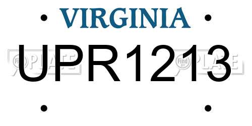UPR1213 Virginia License Plate