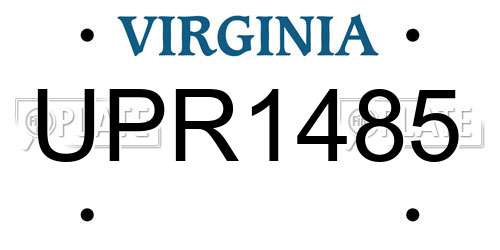 UPR1485 Virginia License Plate