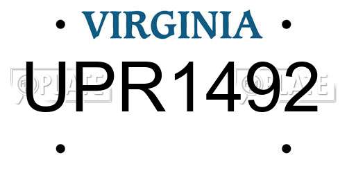UPR1492 Virginia License Plate
