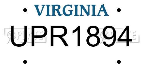 UPR1894 Virginia License Plate
