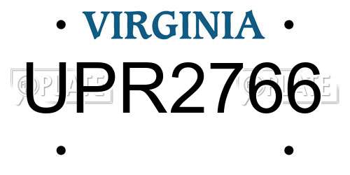 UPR2766 Virginia License Plate
