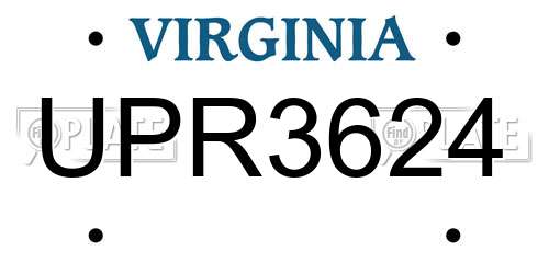 UPR3624 Virginia License Plate