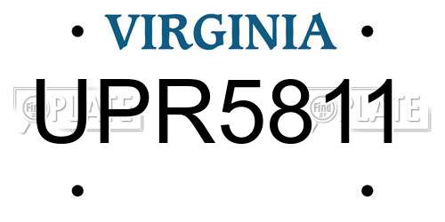 UPR5811 Virginia License Plate
