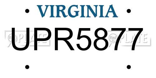 UPR5877 Virginia License Plate