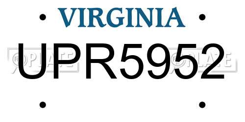 UPR5952 Virginia License Plate