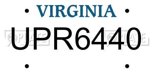 UPR6440 Virginia License Plate