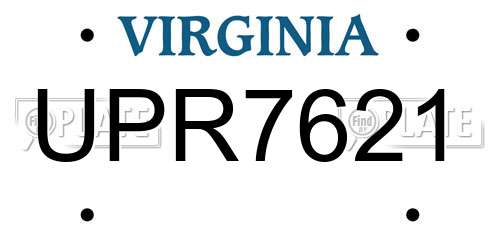 UPR7621 Virginia License Plate