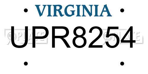 UPR8254 Virginia License Plate
