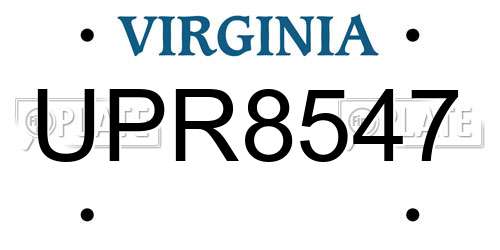 UPR8547 Virginia License Plate