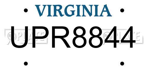 UPR8844 Virginia License Plate