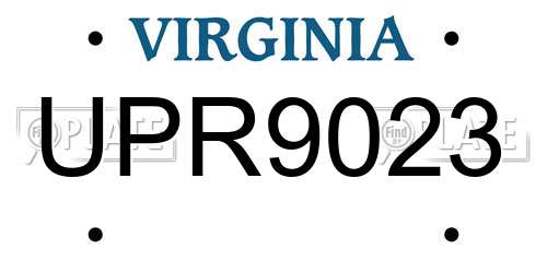 UPR9023 Virginia License Plate