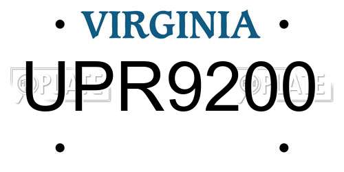 UPR9200 Virginia License Plate