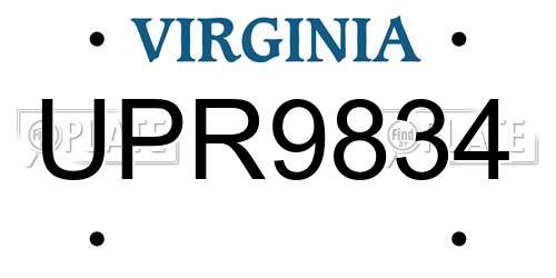 UPR9834 Virginia License Plate