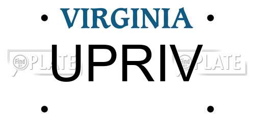 UPRIV Virginia License Plate